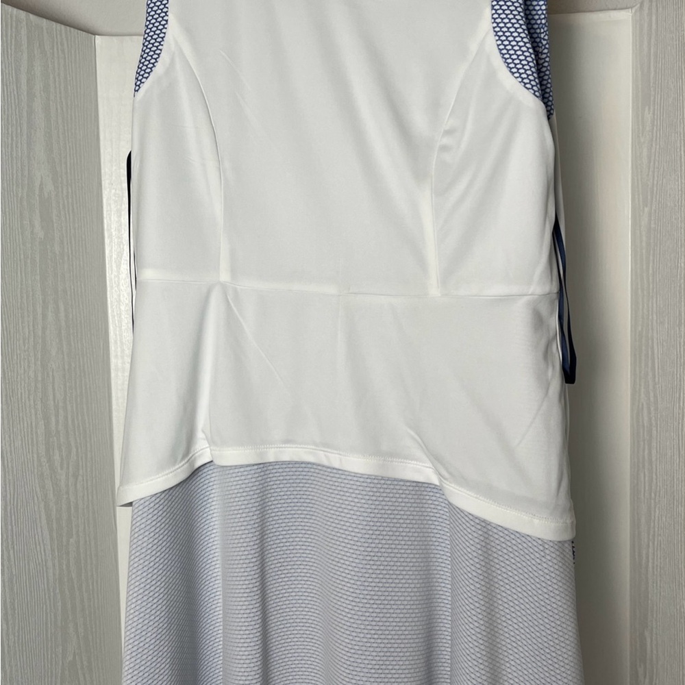 Preppy Tommy Hilfiger A-Line Honeycomb Sleeveless Dress Blue & White Size 14 - Picture 8 of 12